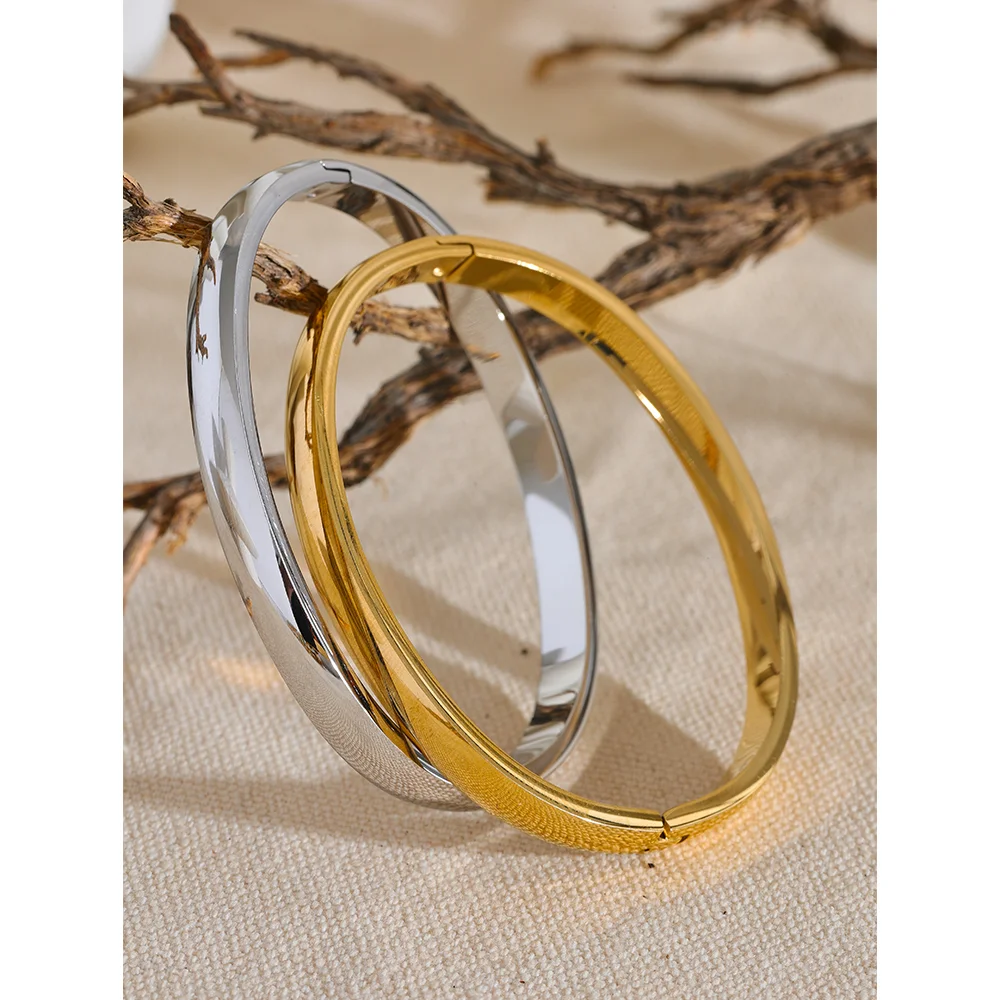 Smooth Rounded Stainless Steel Bangle | Gold & Silver-Tone