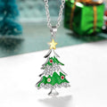 Green Enamel Christmas Tree Pendant Necklace